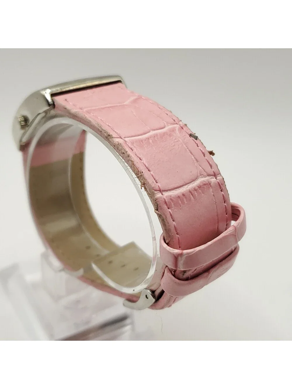 Mary Kay Quartz Rhinestone Bezel Pink Square 28mm Womens Watch New Battery